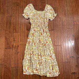 Hayden Yellow and Orange Floral Nap Maxi Dress Sz Small